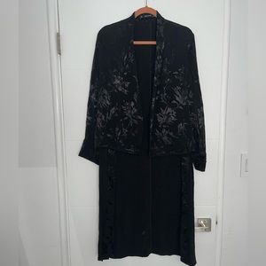 Black Satin Kimono-Tuxedo Style Jacket